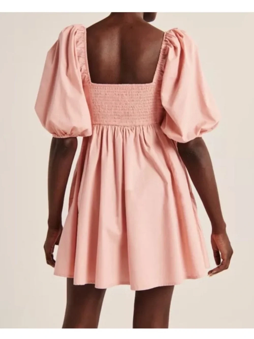 Abercrombie & Fitch Emerson Puff Sleeve Mini Dress Sz Small Tall Pink Coquette - Picture 3 of 11